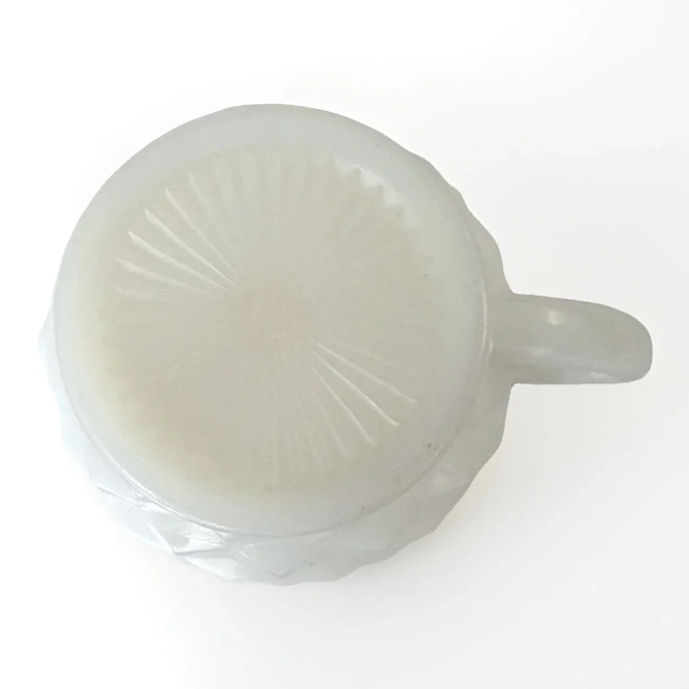 Anchor Hocking Milk Glass Creamer Cube Cut‎ Farmhouse Decor Cottagecore Vintage